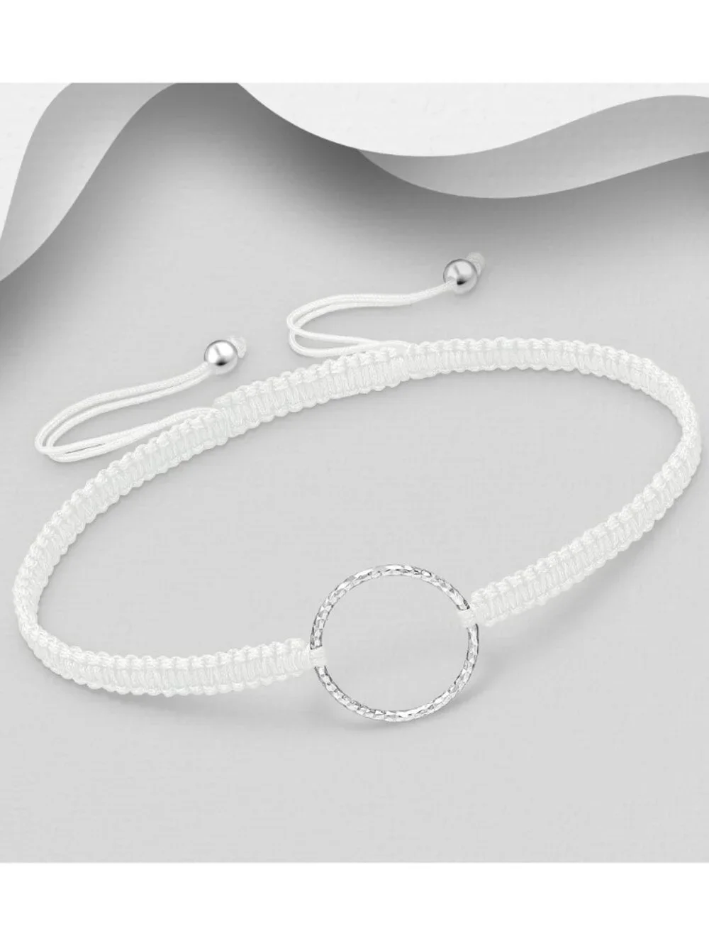 925 Sterling Silver Circle Adjustable Thread Bracelet